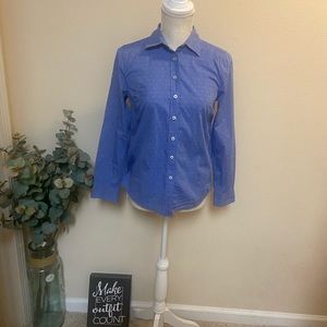 Talbots Small Petite Long Sleeves Button-up Blue